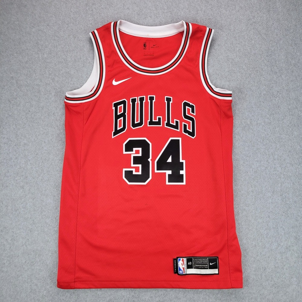 Nike Chicago Bulls Basketball Jersey Men 40 Small Red Carter Jr 34 Swingman NBA